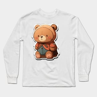 Cute Bear Cartoon Adventurer Adorable Kawaii Animal Long Sleeve T-Shirt